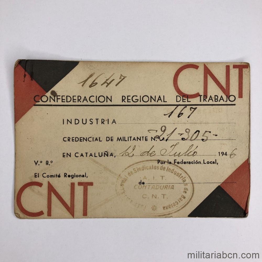 Carnet De La Cnt En Catalu A En El Exilio De Julio De Militaria