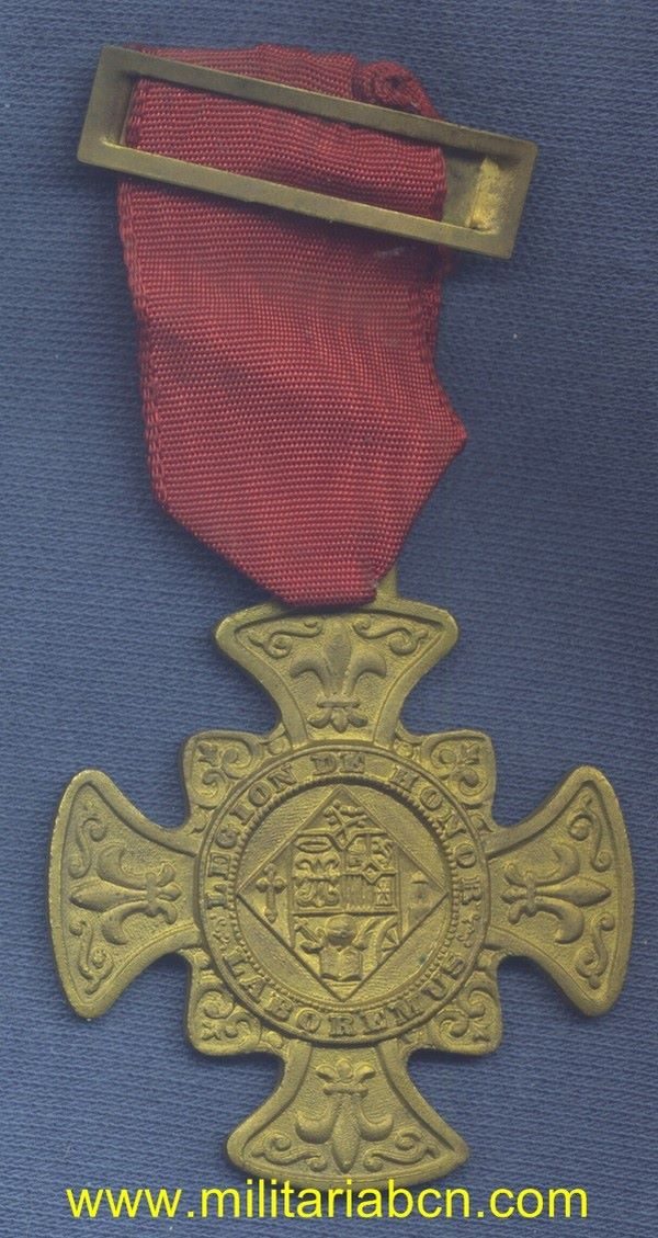 Militaria Barcelona España. Medalla escolar. Concedida en escuelas de primaria y secundaria. Época Alfonso XIII.