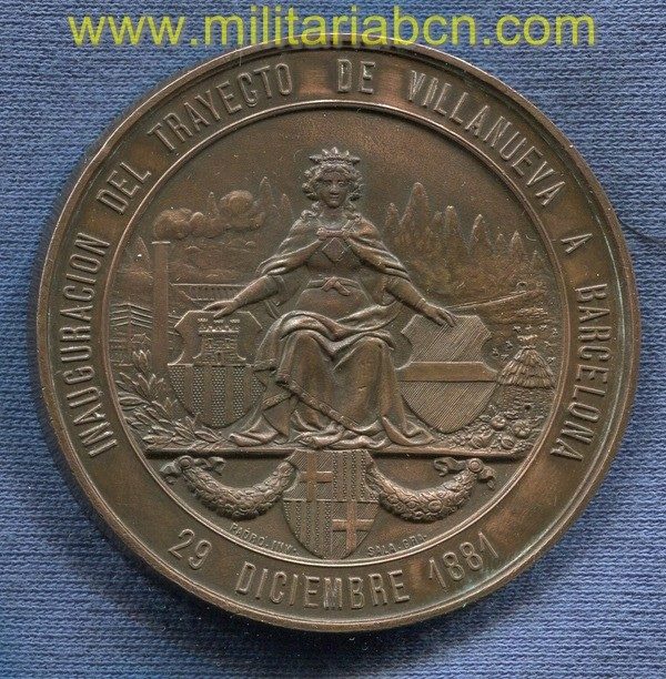 España. Medalla Inaguración del Ferrocarril de Vilanova a Barcelona.29 Diciembre 1881