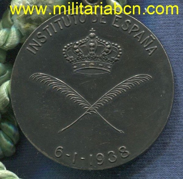 Militaria Barcelona España. Medalla del Instituto de España. 6 de Enero de 1938. Medalla Provisional. Época Guerra Civil.