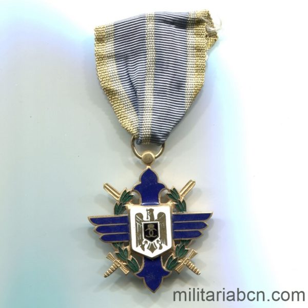 Militaria Barcelona Romania. Order of Aviation Merit. Knight’s Cross with Swords. Virtutea Aeronautica. 2nd World War. Ribbon