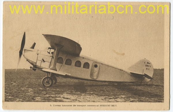 Francia. Postal Aeroplano Breguet 280T. Militaria Barcelona