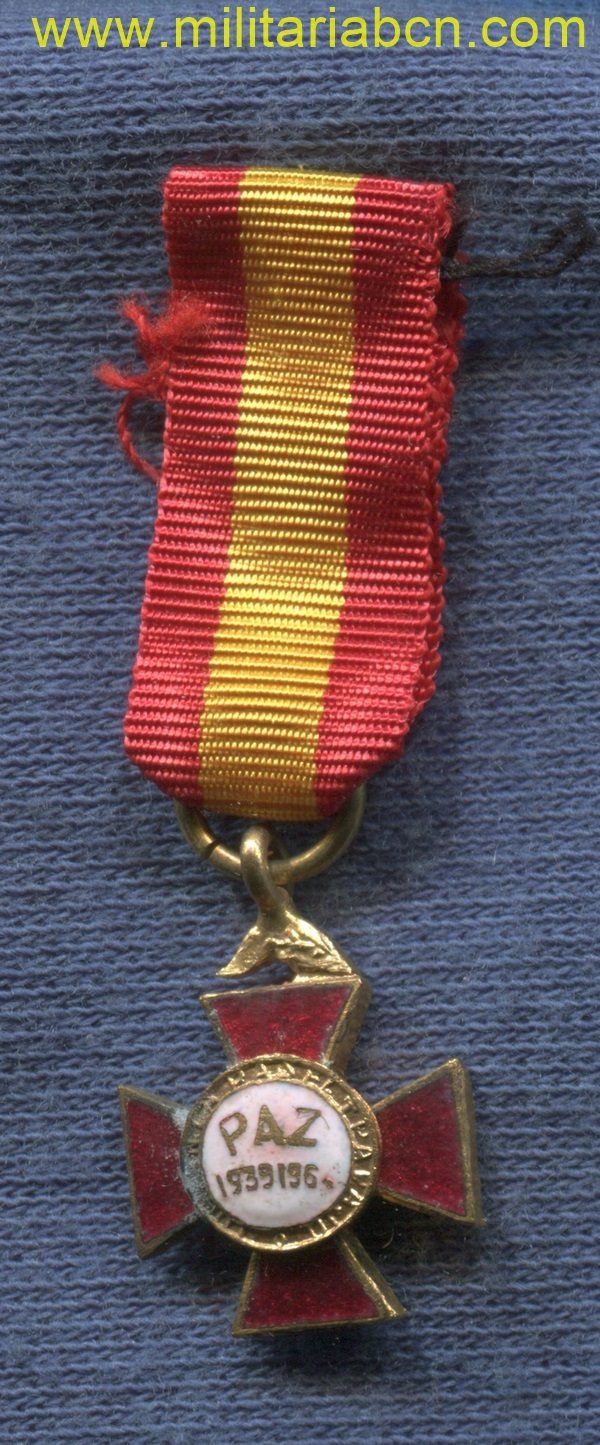 Militaria Barcelona España. Miniatura de la Medalla de 25 Años de Paz.