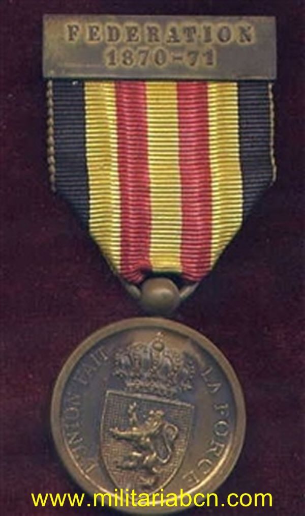 Militaria barcelona belgium medal 1870 war