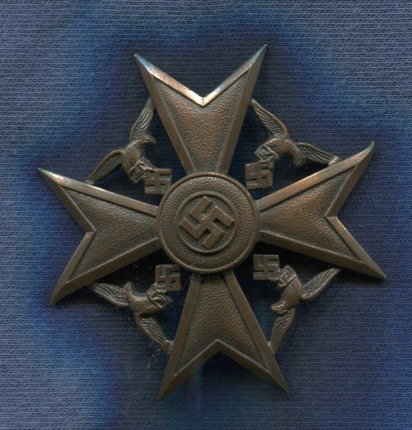 Germany III Reich. Spanien Kreuz. Without swords. Bronze version Cruz de España. Legion Condor.   Marked 3   Very good reproduction of the 70-80