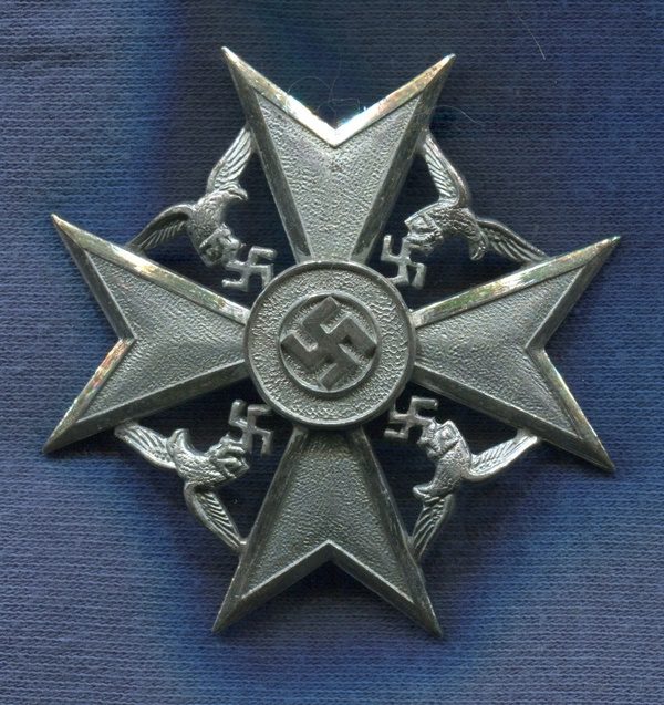 Germany III Reich. Spanien Kreuz. Without swords Silver version Cruz de España. Legion Condor.   Marked L / 32   Very good reproduction of the 70-80