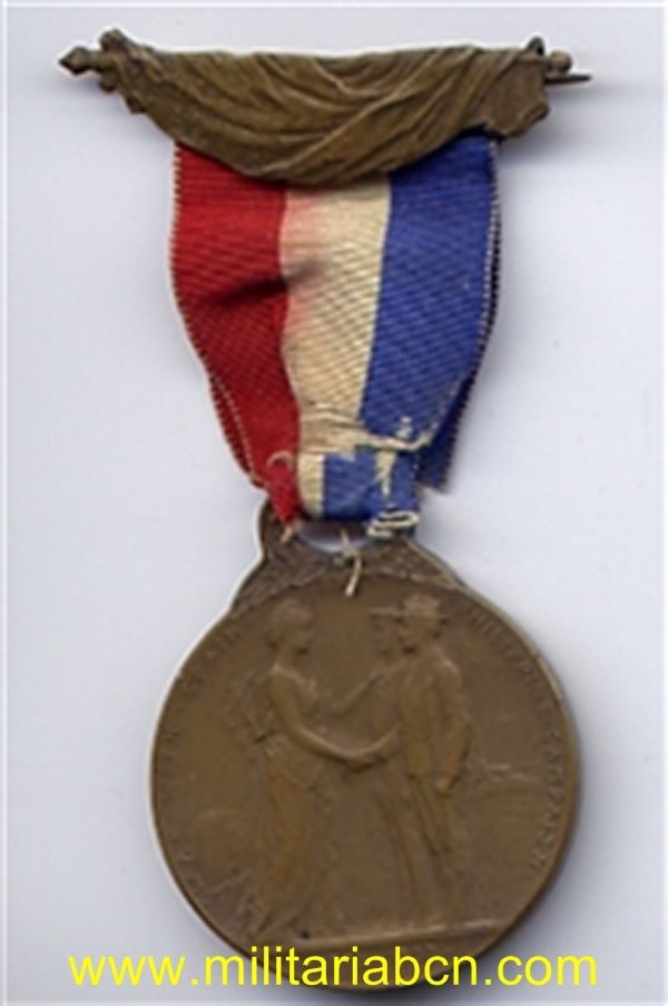 Medalla del Estado de Michigan de los USA para los combatientes de la Guerra con España y las Campañas de Filipinas. Epoca de la Regencia de Maria Cristina. Guerra de Cuba.