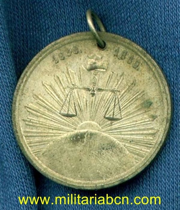 España. Gobierno Provisional. Medalla de los Republicanos Demócratas. Variante no catalogada 1868-1869.
