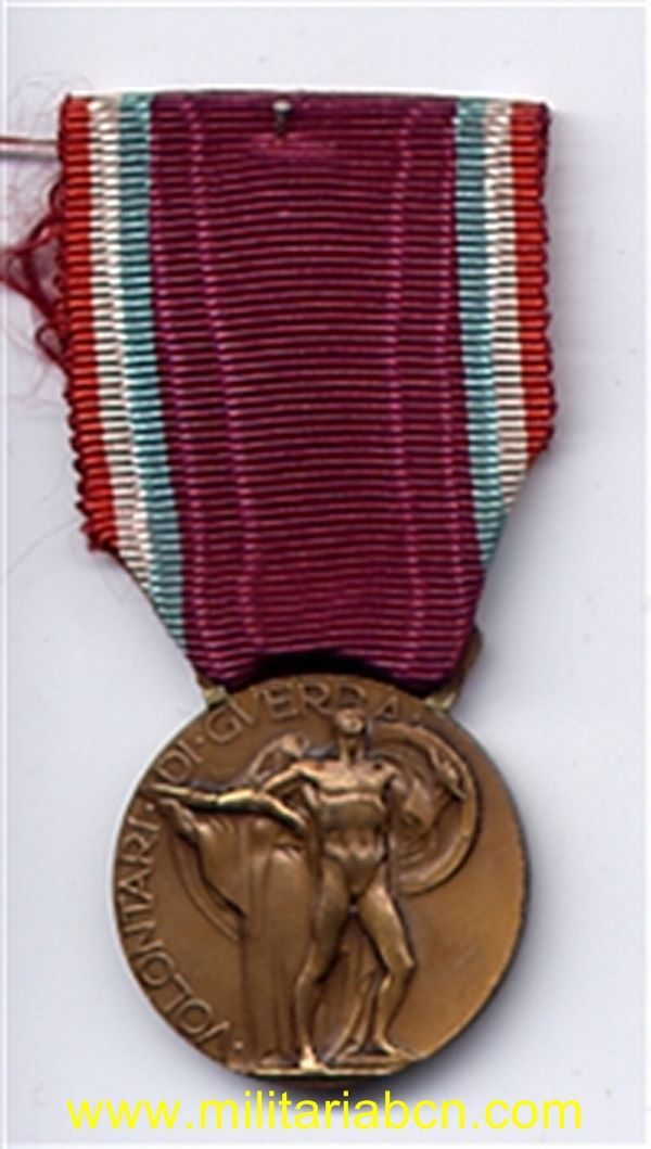 Militaria Barcelona España. Medalla de los Voluntarios Italianos en la Guerra Civil Española. Concedida a los miembros del Corpo Truppe Volontarie (Cuerpo de Tropas Voluntarias)