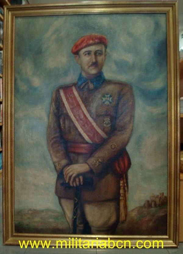 uvas mantequilla Aprobación Retrato al óleo de Francisco Franco. Con el uniforme de 1939. 142 x 101 cm.  Pintado por J. Gonzalo. | Militaria Barcelona