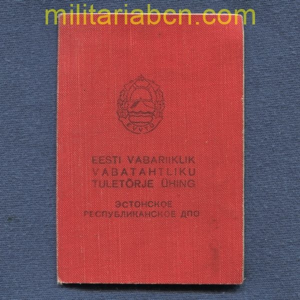 URSS Unión Soviética. Carnet de Bombero Voluntario de la República Socialista de Estonia. militariabcn.com