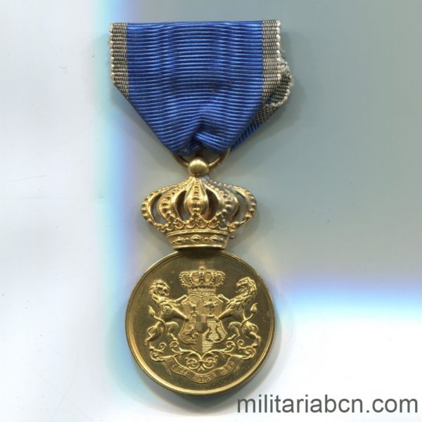Militaria Barcelona Romania. Faithful Service Medal. Model 1880. 1st Class. Ribbon