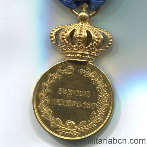 Militaria Barcelona Romania. Faithful Service Medal. Model 1880. 1st Class. Reverse