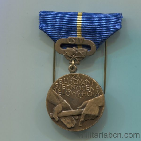 Militaria Barcelona Medal of the 20th Anniversary of the CSTV Physical Education Union of Czechoslovakia 1948-1968. Ribbon