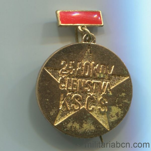 Militaria Barcelona Medal for 25 Years of militant of the KSCS Communist Party of Czechoslovakia