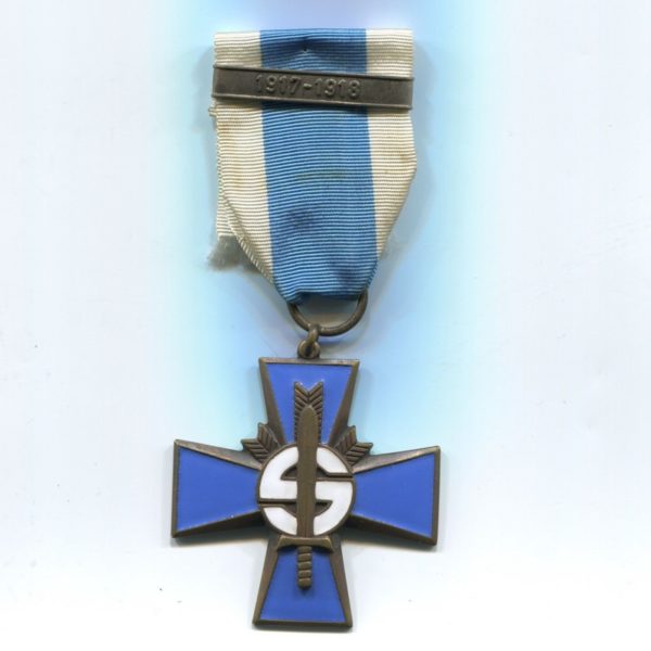Militaria Barcelona Blue Cross w/ 1917-1918 bar, these were awarded to the Civil Guard members who participated the Finnish civil war.  Ribbon