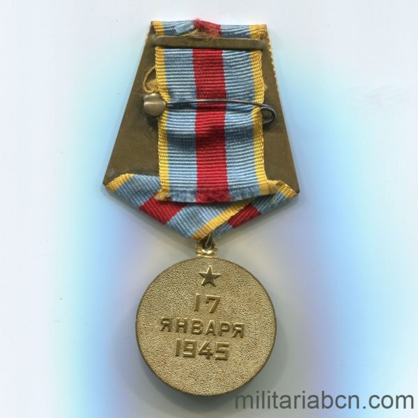 USSR Soviet Medal Medal for the Liberation of Warsaw reverse