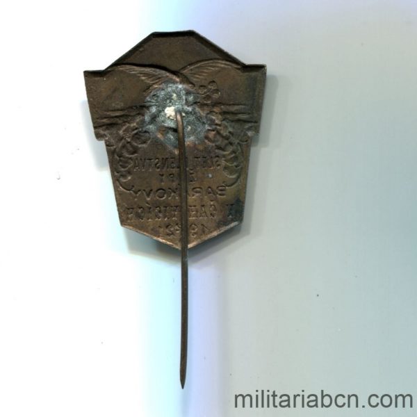 Militaria Barcelona Czechoslovak Republic.  1918-1938.  Badge of the Meeting to Barakovy of members of the Sokol 1924 reverse
