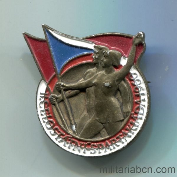 Militaria Barcelona 1960 Czechoslovak Republic.  Spartakiada badge.  Socialist era.