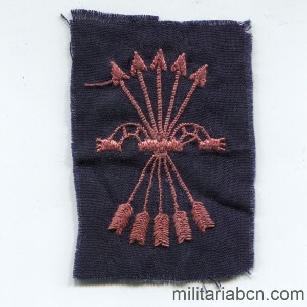 Militaria Barcelona Insignia de tela bordada de la CNS Central Nacional Sindicalista 45x80 mm