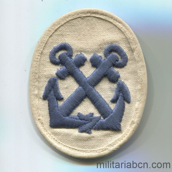 Militaria Barcelona Kriegsmarine. Distintivo de brazo de Especialidad en tela. Suboficial Timonel. Steuermann Laufbahnab