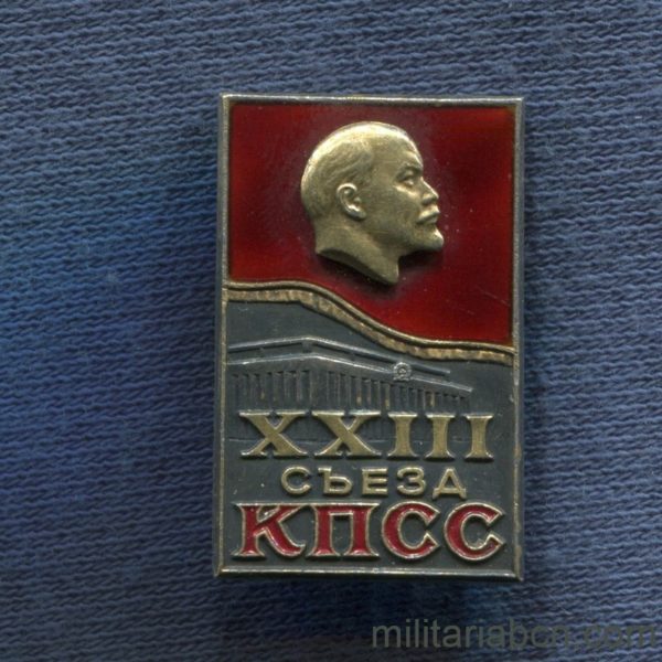 Militaria Barcelona USSR  Soviet Union.  Delegate Badge of the XXIII Congress of the Communist Party.  1966