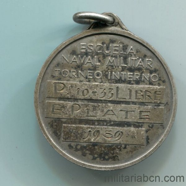 Militaria Barcelona Argentina. Medalla deportiva de la Escuela Naval Militar 1959. Concedida 2 reverso