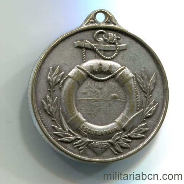 Militaria Barcelona Argentina. Medalla deportiva de la Escuela Naval Militar 1959. Concedida. Plata.