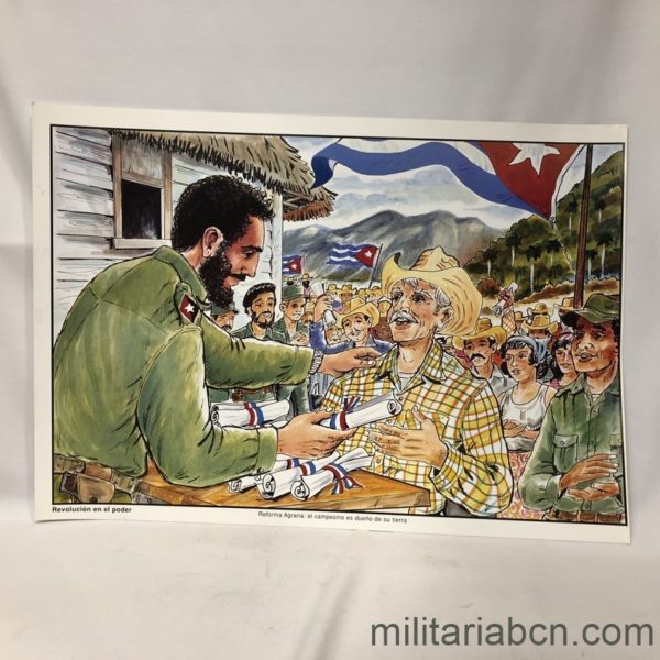 Militaria Barcelona  Cuba.  Cartel.  Reforma Agraria, el campesino es dueño de su tierras.   335 x 475 mm