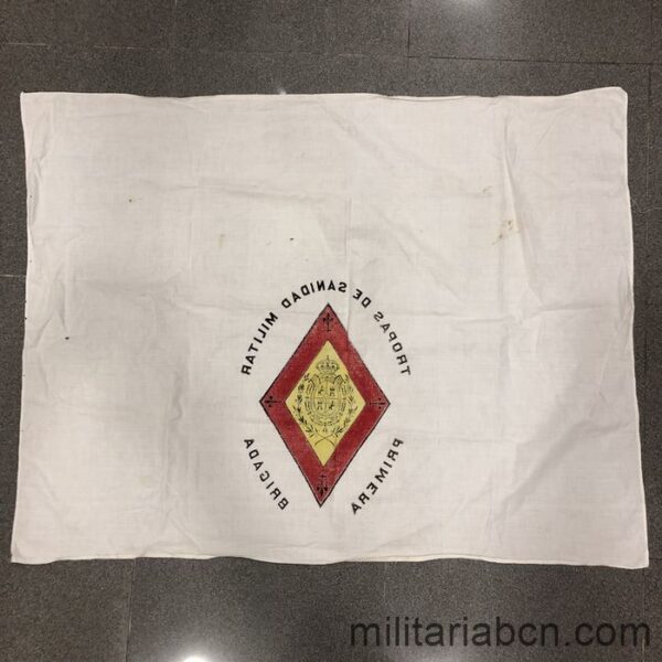 Bandera de mochila. Tropas de Sanidad Militar. Primera Brigada. Epoca Alfonso XIII. Reverso