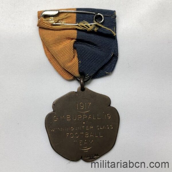 UK. Sports medal. Football Championship 1917. Engraved on the reverse ribbon back