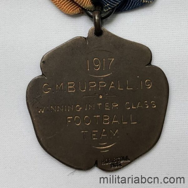 UK. Sports medal. Football Championship 1917. Engraved on the reverse back marking
