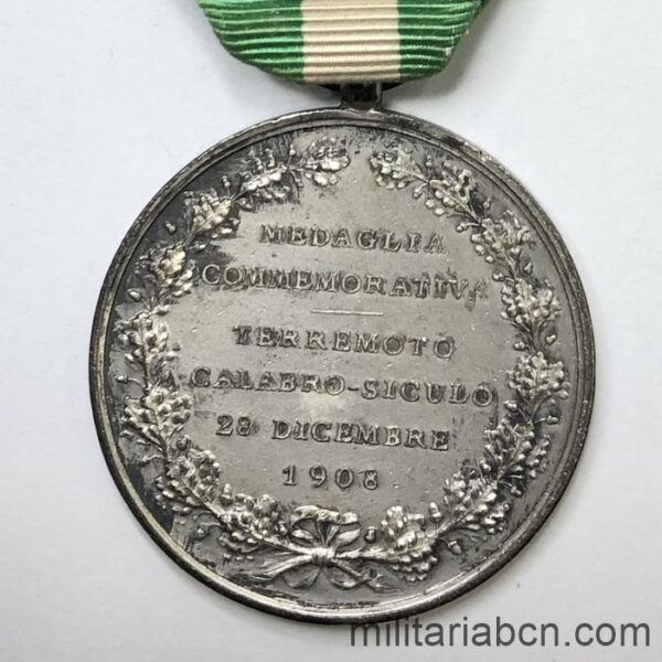 Italia. Medalla del Terremoto de 1908 en Calabria y Sicilia.