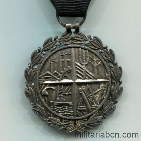 Medalla al Mérito Sindical. Distintivo negro. Primer modelo reverso
