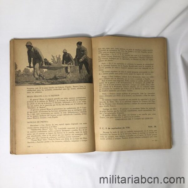 Batalla del Ebro. 54 boletines de Información del Comisariado del 5º Cuerpo de Ejército. fotografia pagina