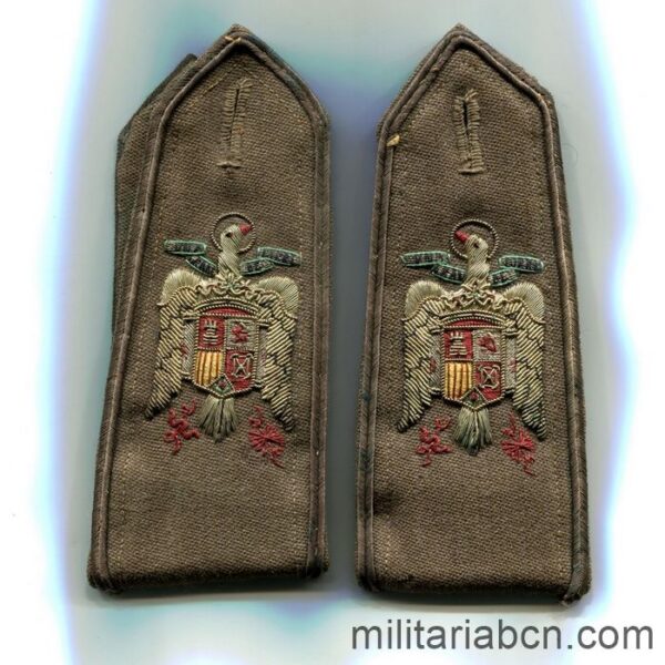 España. Hombreras de Oficial del Ejército de Tierra 1940-1943. Bordadas a mano