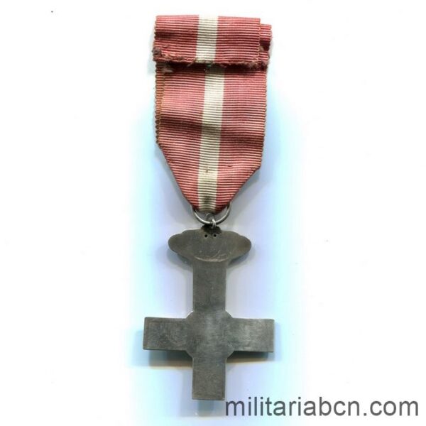 Cruz al Mérito Militar Distintivo Rojo. Época Gobierno Provisional 1868-1871.  reverso cinta