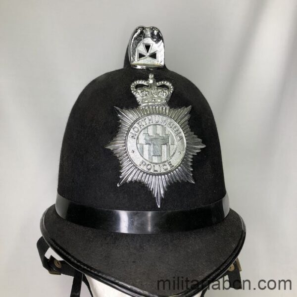 UK. Police Helmet, Bobby, Northumbria Police. 2000s. English police helmet