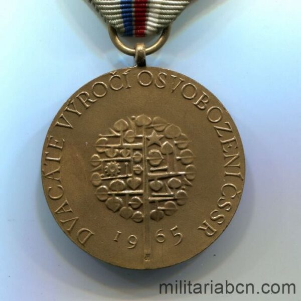Czech Socialist Republic. 20th Anniversary Medal of the Victory against the Fascism 1945-65 reverse