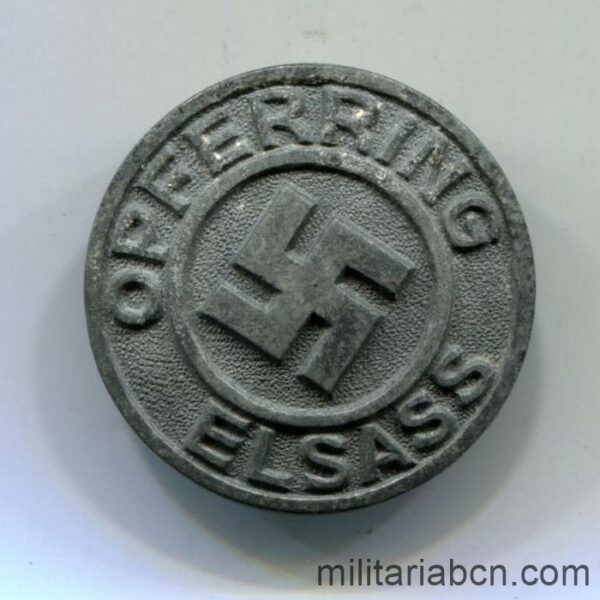 Germany III Reich. Ring of Sacrifice of Alsace badge. Opferring Elsass. World War II badge. Zinc. Marked