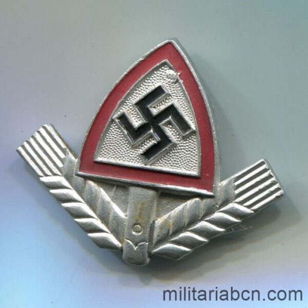 Alemania III Reich. Insignia de gorra RAD Reichsarbeitsdienst. Aluminio. Marcada