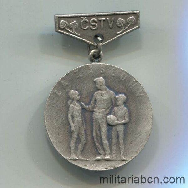 Czechoslovak Socialist Republic. Medal of the ČSTV Czechoslovak Association for Physical Education. Československý svaz tělesné výchovy. Silver version.