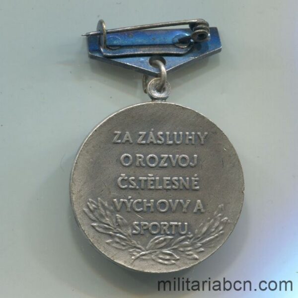 Czechoslovak Socialist Republic. Medal of the ČSTV Czechoslovak Association for Physical Education. Československý svaz tělesné výchovy. Silver version. reverse
