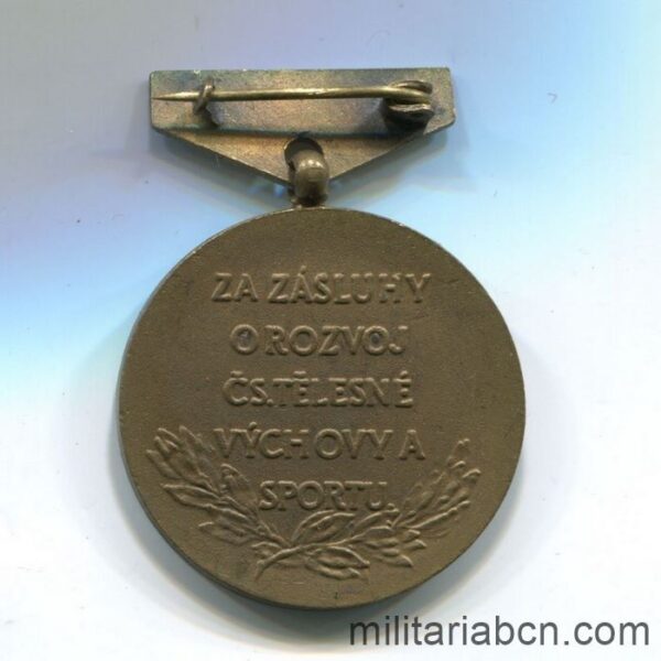 Czechoslovak Socialist Republic. Medal of the ČSTV Czechoslovak Association for Physical Education. Československý svaz tělesné výchovy. Bronze version. reverse