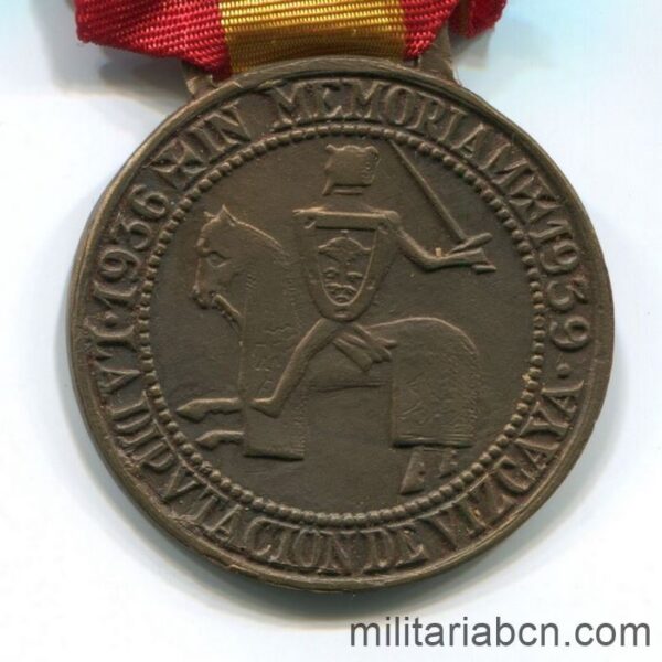 Medalla de la Cruzada de la Diputación de Vizcaya en el Alzamiento Nacional. 1936-1939. Fabricada por Egaña. Medalla de la Guerra Civil