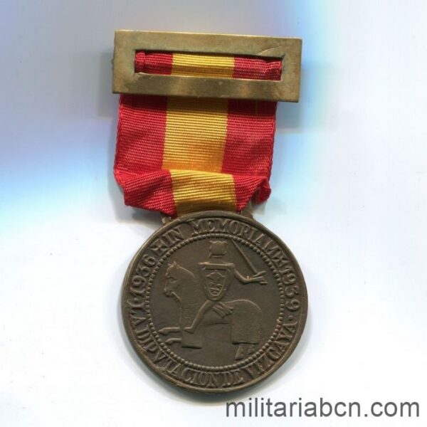 Medalla de la Cruzada de la Diputación de Vizcaya en el Alzamiento Nacional. 1936-1939. Fabricada por Egaña. Medalla de la Guerra Civil cinta