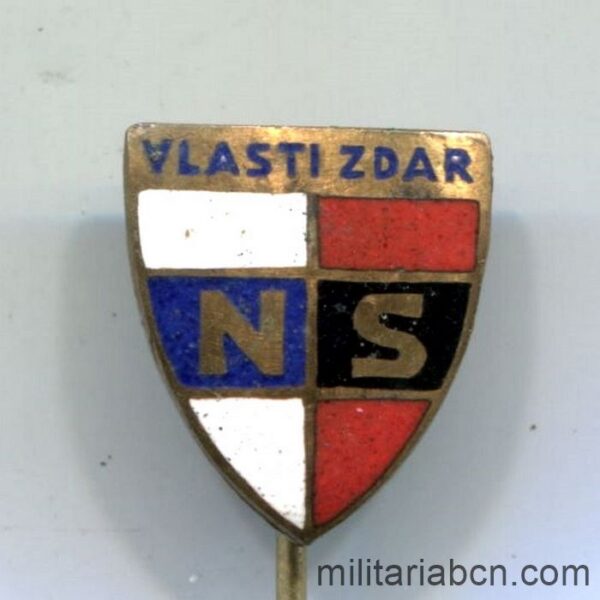 Protectorate of Bohemia Moravia. Lapel pin of the Collaborative Organization NS Vlasti Zdar, National Front 1941-1945.