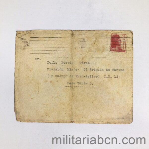 spanish civil war letter stamp spanish republic