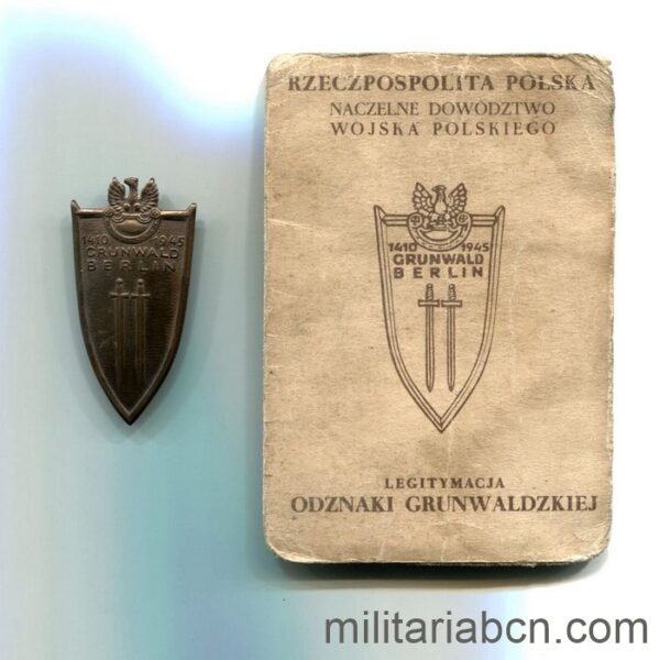People's Republic of Poland. Grunwald Badge, Berlin. With award document, dated 1946 and signed