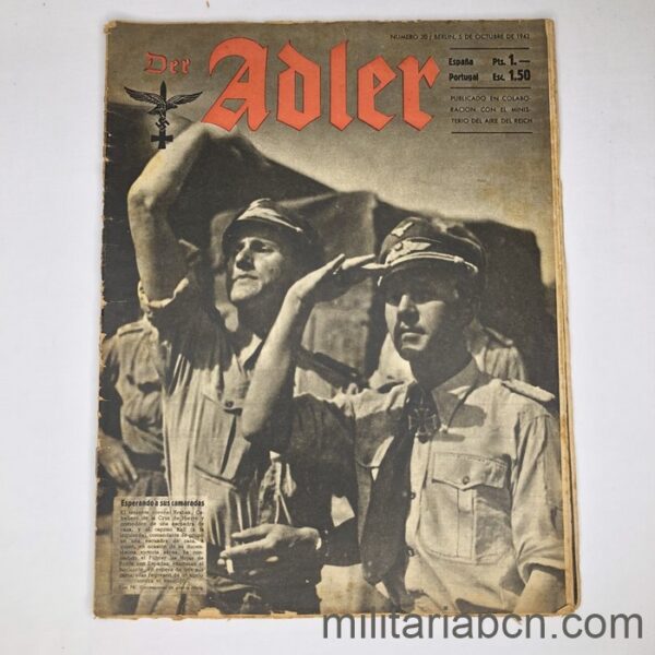 DER ADLER magazine, Luftwaffe publication. Text in Spanish and German. No. 20 October 1943.